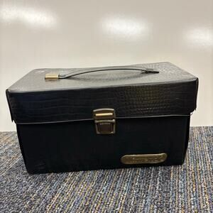 Vintage Croc Embossed Hard Case Black Storage Box Retro Organizer READ!!!